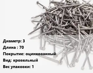 Гвоздь 3х70 оцинкованный кровельный 1